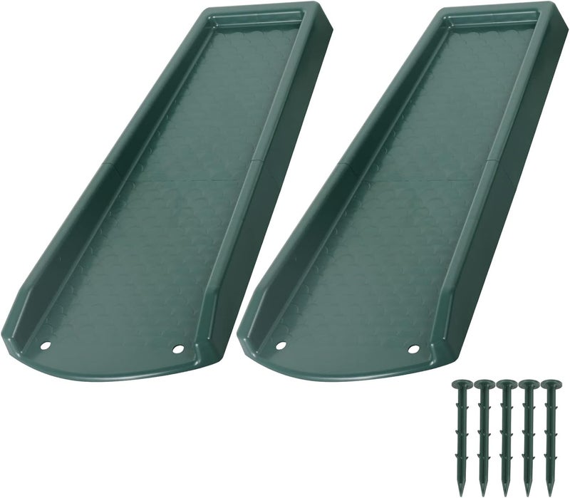 plusgutter Rain Gutter Downspout Splash Block, Gutter Downspout Extensions for Water Drainage, 24" Gutter Splash Guards Downspout Extender, Fixable Down spout Drain Trays with PE Nails(2 Pack, Green) - Image 1